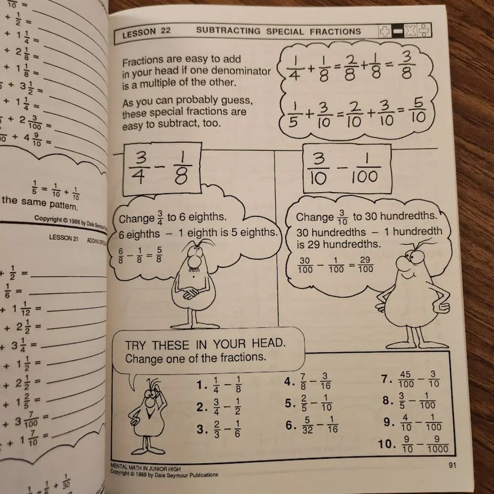 Mental Math in Junior High Workbook Grades 7-9 Paperback Activity Book Mathemati